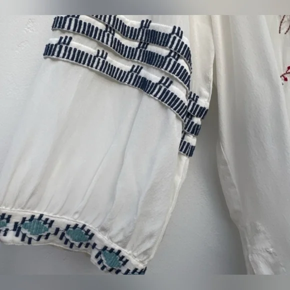 Johnny Was BIYA Top, Size XS, White Tunic, 100% Silk, Embroidered - Picture 12 of 13